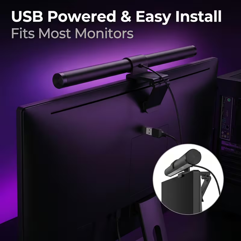 Desk Setup Modern - Barre lumineuse LED pour moniteur avec
