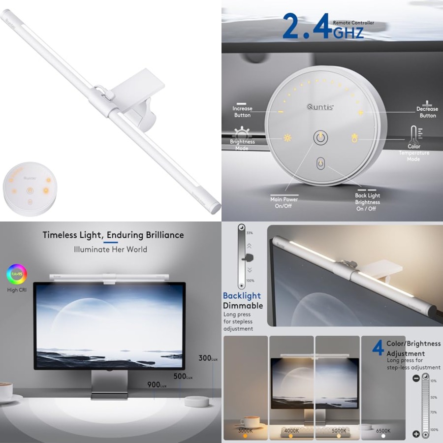 Desk Setup No Computer - Barre lumineuse pour moniteur avec télécommande,
