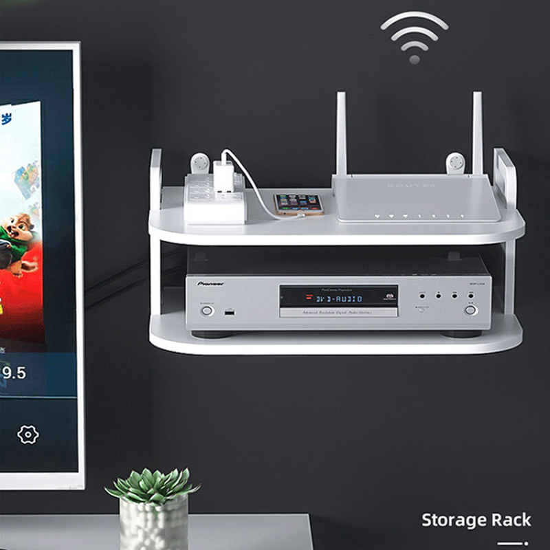 Desk Setup Tv - Étagère murale pour routeur et câbles,