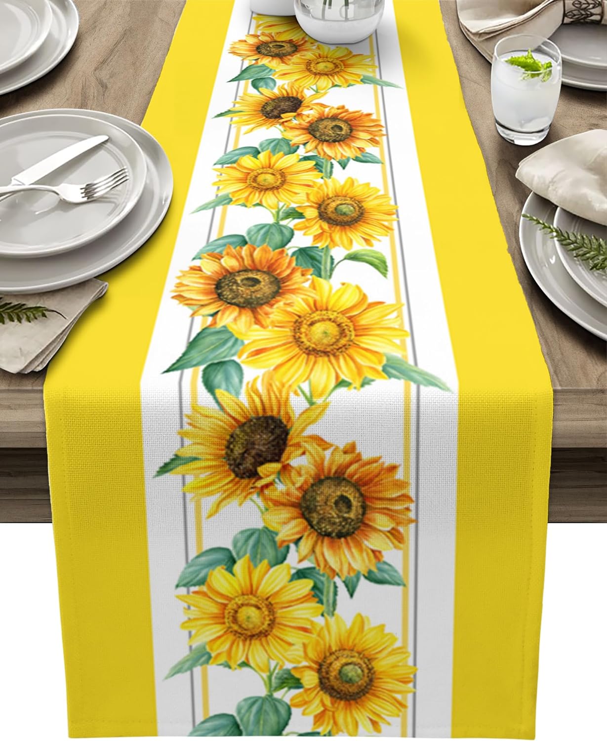 Yellow Desk Setup - Chemin de Table en lin tournesol