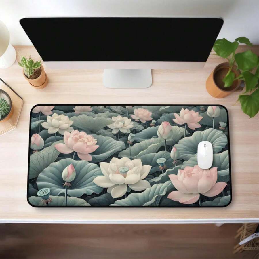 Desk Setup Inspiration - Grand tapis de bureau motif fleur