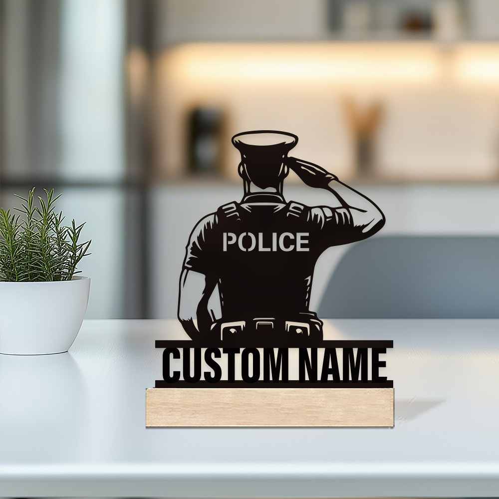 Desk Setup Modern - Badge de police en métal personnalisé,