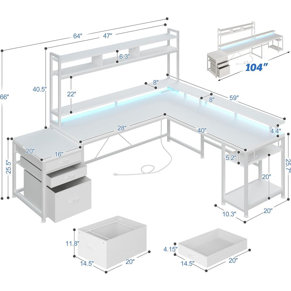 Bureau en L de 104 pouces pour - Desk Setup No Computer avis et prix
