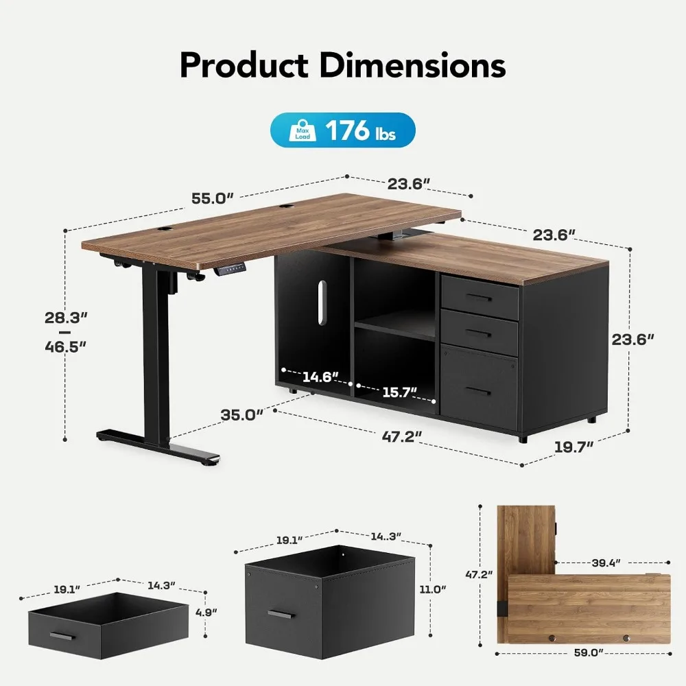 Bureau debout en forme de L HU - Desk Setup Height avis et prix