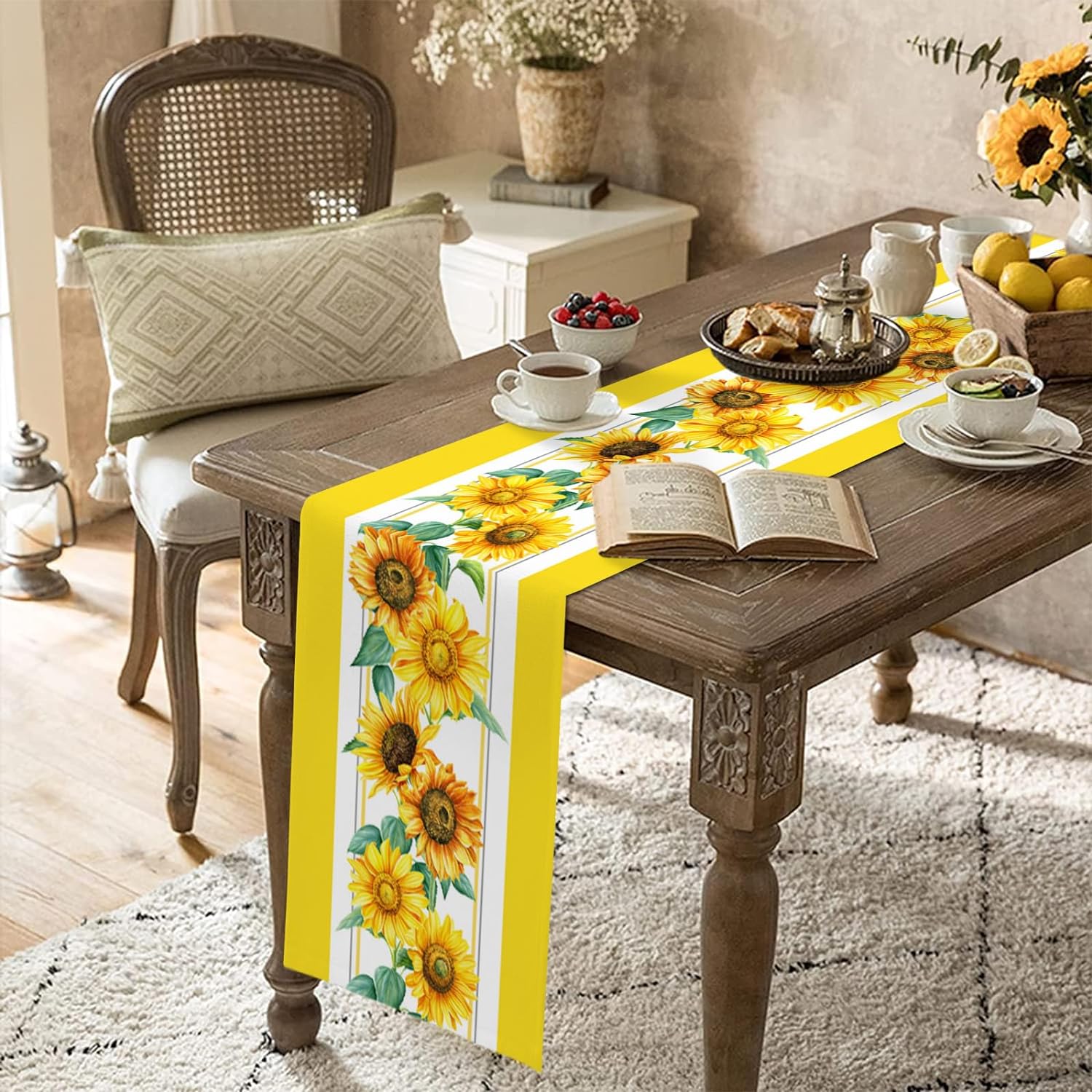 Chemin de Table en lin tournes - Yellow Desk Setup avis et prix