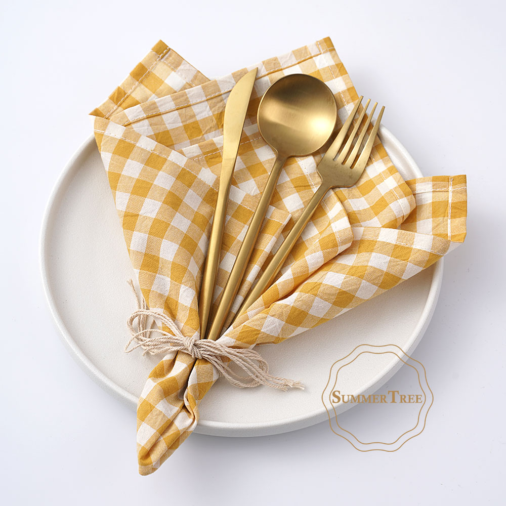 Serviette de table en coton à  - Yellow Desk Setup avis et prix